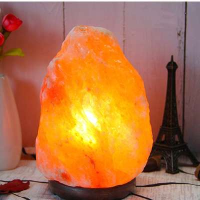 Crystal himalayan salt lamp with wood base for healing 3-5kg